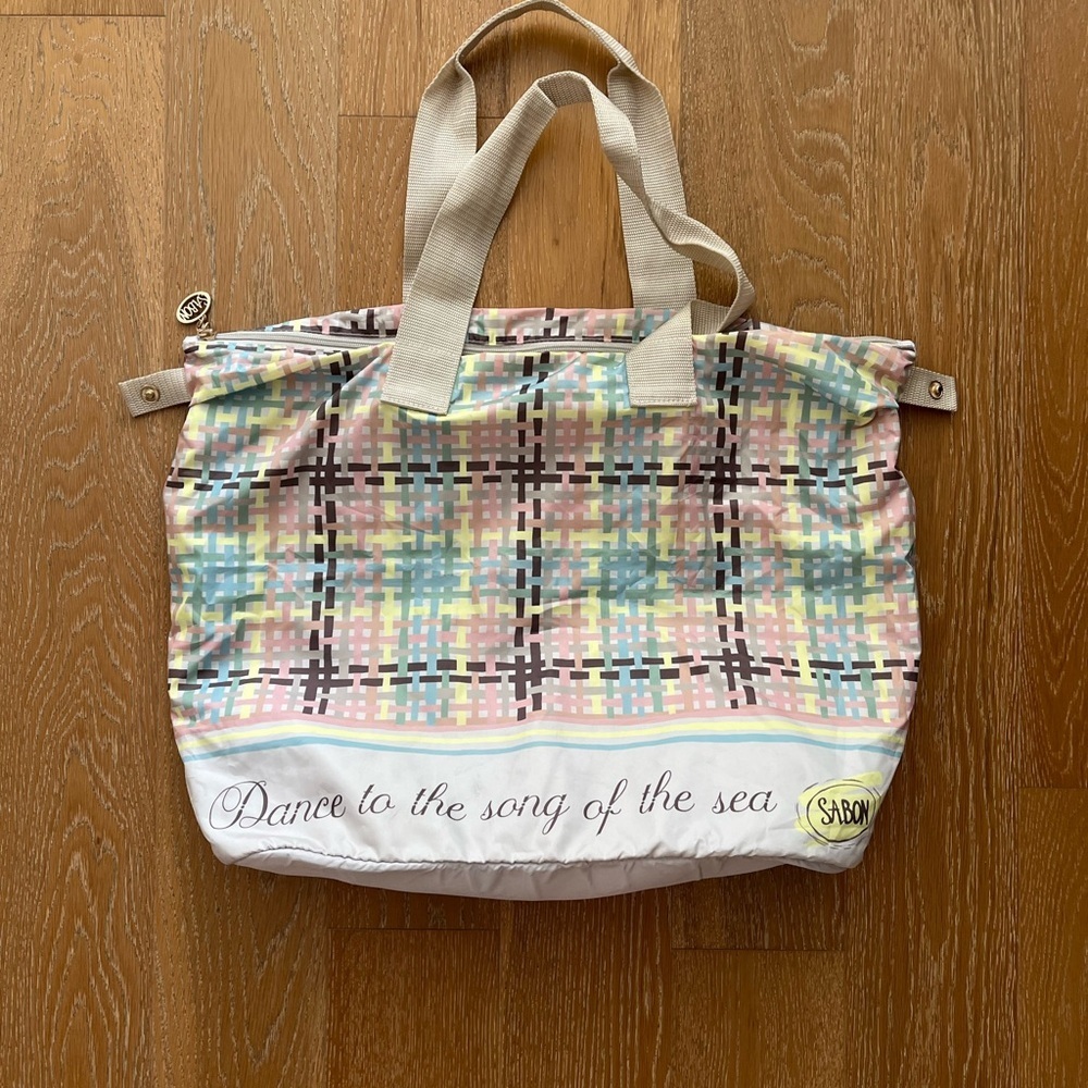 Pastel Plaid Travel Tote gently used